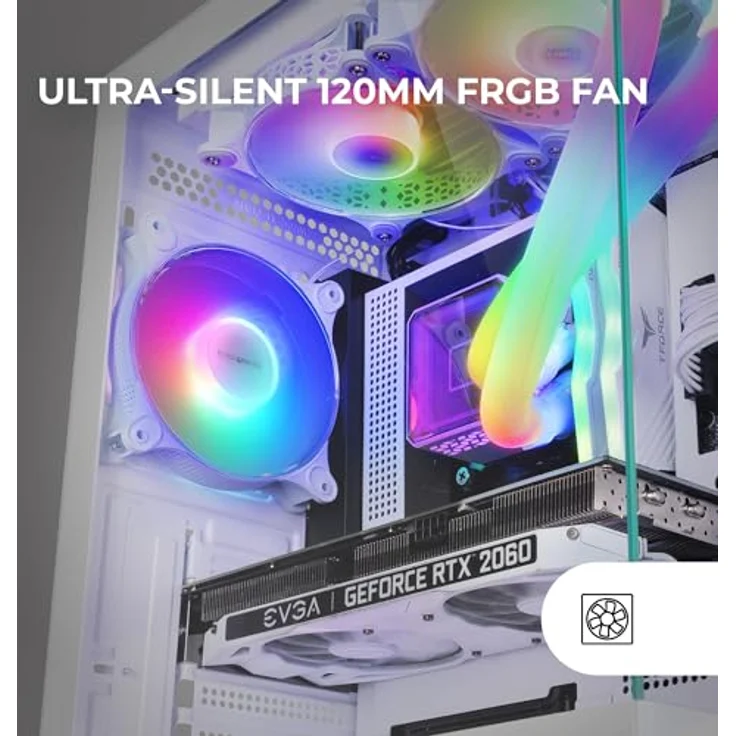 Mars Gaming MC-XO, ATX Semitorre mit Doppeltem Tempered Glass, FRGB 120mm Lüfter, Doppelkammer-Design, Weiß – Bild 3