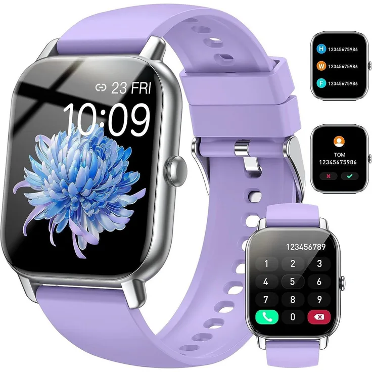 JUNG Nerunsa Smartwatch Damen & Herren Fitnessuhr, Bluetooth Smartwatch (4,69 cm/1,85 Zoll), 100+ Trainingsmodi, Wasserdicht