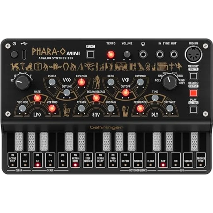 Behringer Phara-O Mini Synthesizer, kompakter analoger MIDI-Controller mit 3 Stimmen, Oszillator, Delay-Effekt und 27-tasten Keyboard – Bild 1