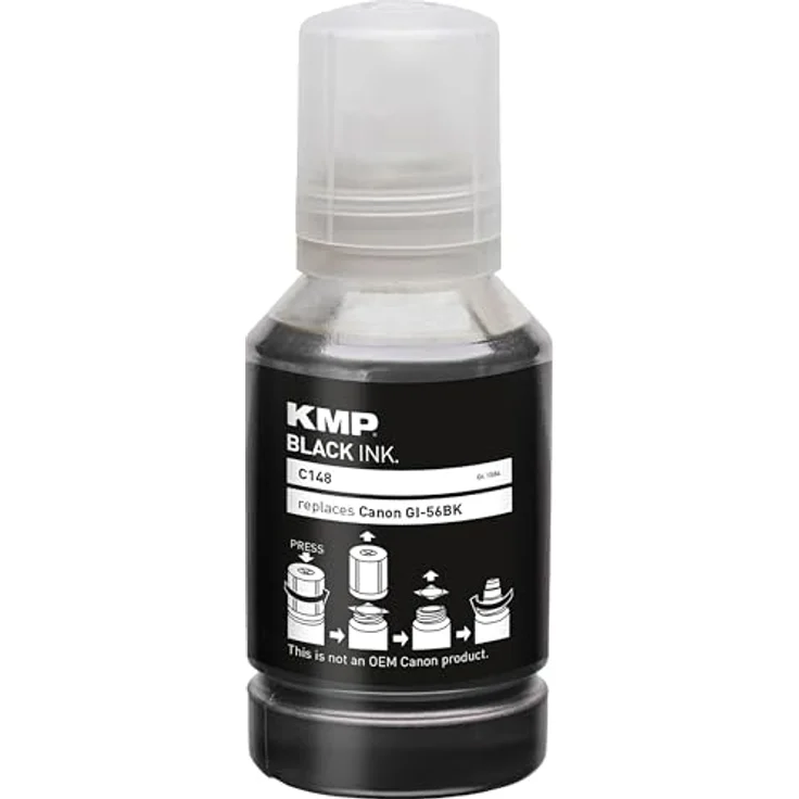 KMP C148 Tintentank schwarz, kompatibel mit Canon GI-56 PGBK, kostengünstige und umweltfreundliche Druckerpatrone – Bild 3