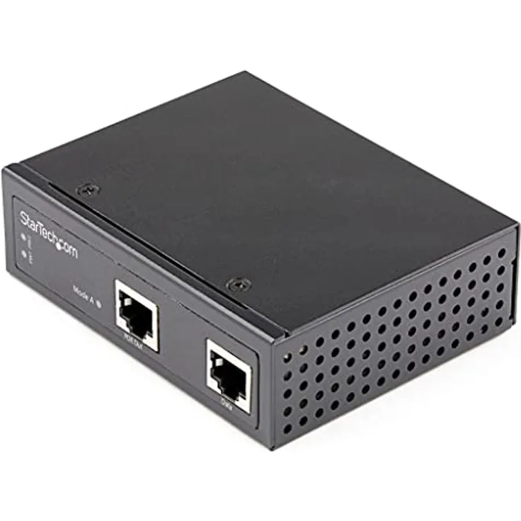 StarTech.com Industrial Gigabit Ethernet PoE Injector - 30W 802.3at PoE + Midspan 48V-56VDC Hutschiene Power over Ethernet Adapter - -40°C bis 75°C - Kameras/Sensoren/WLAN Zugang (POEINJ30W)