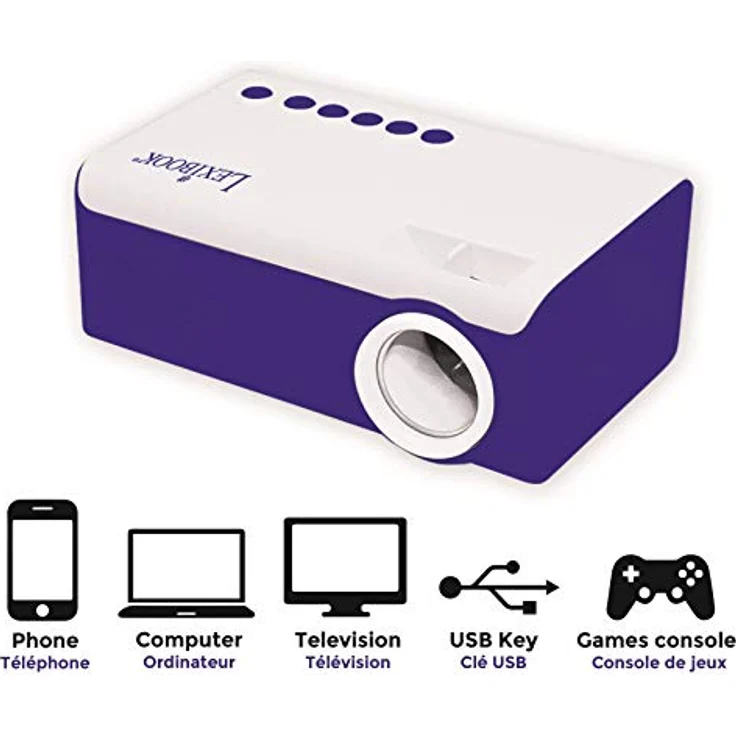 Lexibook PRJ150 Mini HD Videoprojektor, Heimkino, HDMI/USB/AV/Micro SD-Konnektivität, blau/weiß – Bild 3