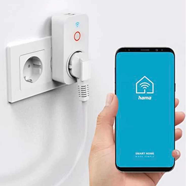 Hama WiFi Steckdose mit 2x USB A (Steckdose Smart Home für Geräte bis 2300 W und USB 2,1 A für Smartphone, Tablet, WLAN Steckdose für Sprachsteuerung mit Alexa, Google, Siri, Appsteuerung, 10 A) weiß – Bild 3