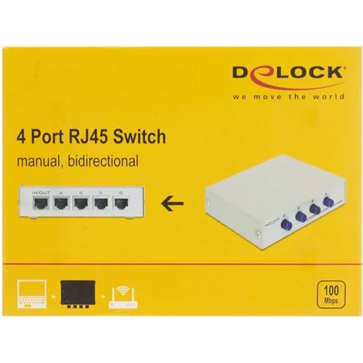DeLock Umschalter RJ45 10-100 Mbps 4 Port manuell Bidirektional – Bild 4