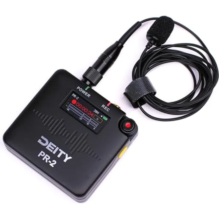 Deity PR-2, Stereo Pocket Recorder mit Lavalier Mic und 30 Stunden Batterielebensdauer, Schwarz