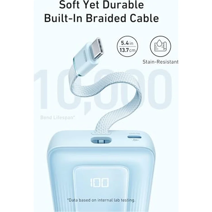 Anker Powerbank 10.000mAh, Zolo Power Bank 30W mit bi-direktionalem Schnellladen, integriertem USB-C Kabel, für iPhone 16/15 Modelle, MacBook, Galaxy, iPad, und mehr – Bild 3