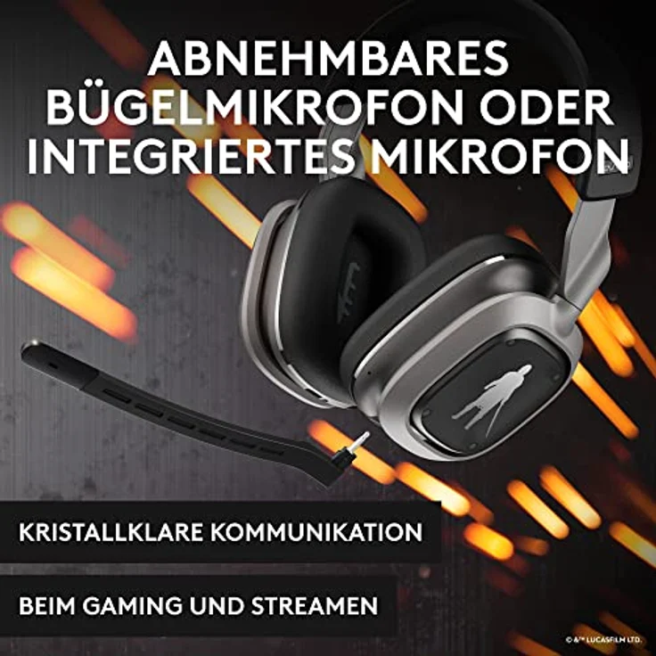 Logitech G Astro A30 Lightspeed Kabelloses Gaming Headset für PS5 - Bluetooth, 2,4Ghz, Eingebautes, abnehmbares Mikrofon, USB-C, für Playstation, Nintendo Switch, PC - The Mandalorian Edition, Silber – Bild 4