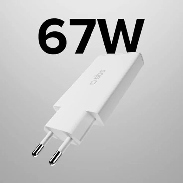 SBS Extra Slim GaN Charger 67W USB-C, kompakt, Power Delivery PD 3.0, Schnellladung für iPhone, Samsung, Tablet, Notebook, weiß – Bild 2
