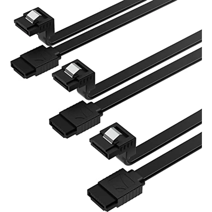 Sabrent SATA III Kabel 6Gbps, sata 3 kabel, (3 Stück), HDD/SDD Datenkabel 50cm, Gerades pc SATA kabel mit Verriegelungsriegel für SATA Festplatten HDD/SSD, CD- und DVD-Laufwerke, Schwarz (CB-SRK3) – Bild 1