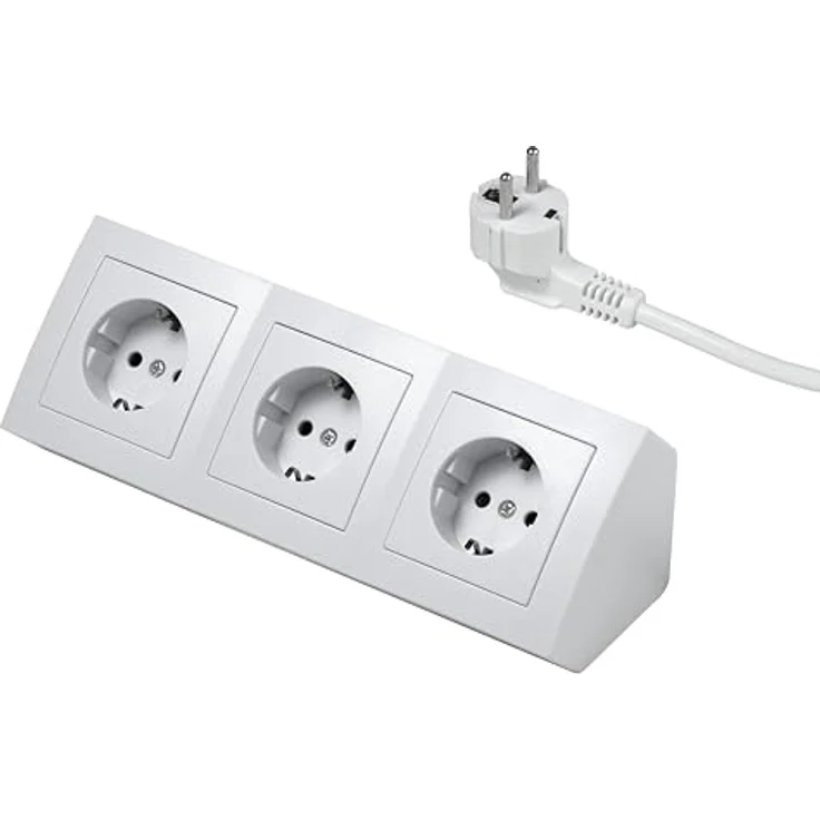 McPower Unterbausteckdose Flair 3-Fach Steckdosenblock, Schutzkontakt mit 2m Kabel, 250V/16A, weiß – Bild 2