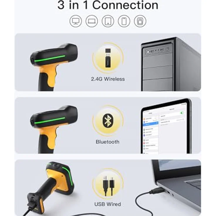 Inateck BCST-75S, Kabelloser 2D QR Code Scanner mit intelligenter Ladestation, IP67 wasserdicht und staubdicht, 2600mAh Akku, fortschrittliche Dekodierfähigkeiten, App & SDK-Unterstützung – Bild 5