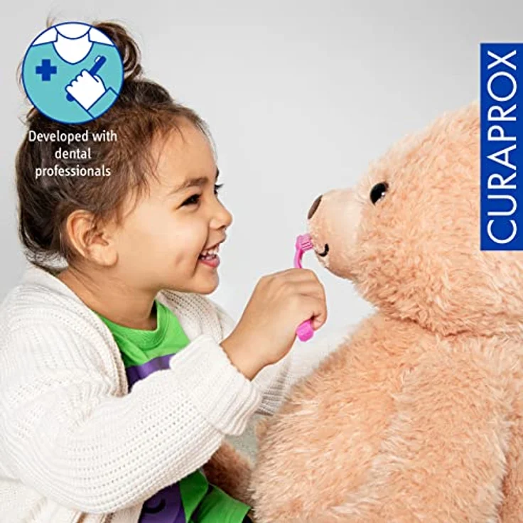 CURAPROX CS Kids Zahnbürste - Handzahnbürste für Kinder mit 5500 Ultra Soft CUREN Borsten und kleinem Bürstenkopf - Pink – Bild 4