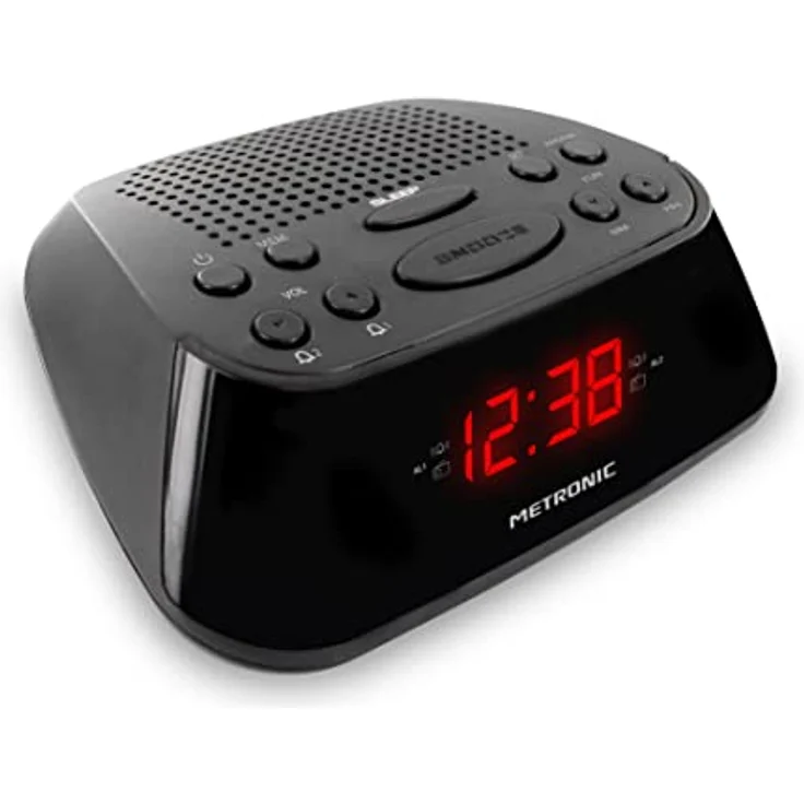 Metronic 477003 FM-Radiowecker mit Doppelalarm, Schwarz – Bild 1