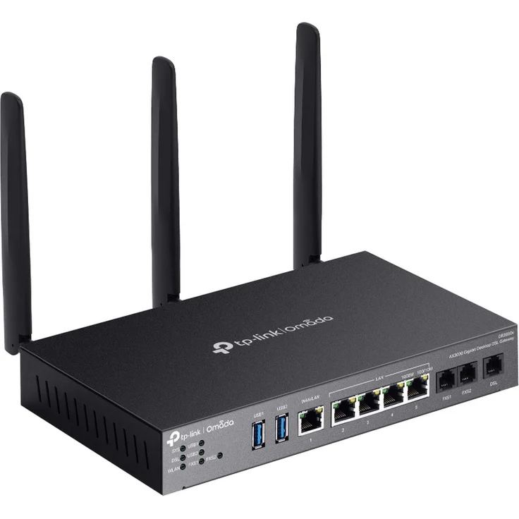 TP-Link Omada DR3220v-4G, Dual-Band Router mit bis zu 2402 Mbit/s, integriertes ADSL2-Modem, Schwarz