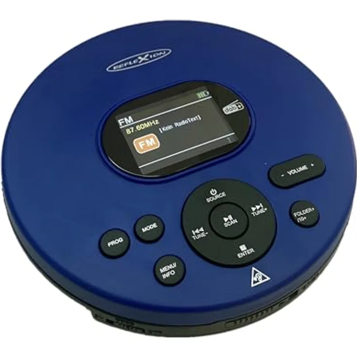 REFLEXION PCD540DAB/BL Tragbarer CD-Player mit DAB/PLL-FM-Radio, MP3-CD-Wiedergabe, blau