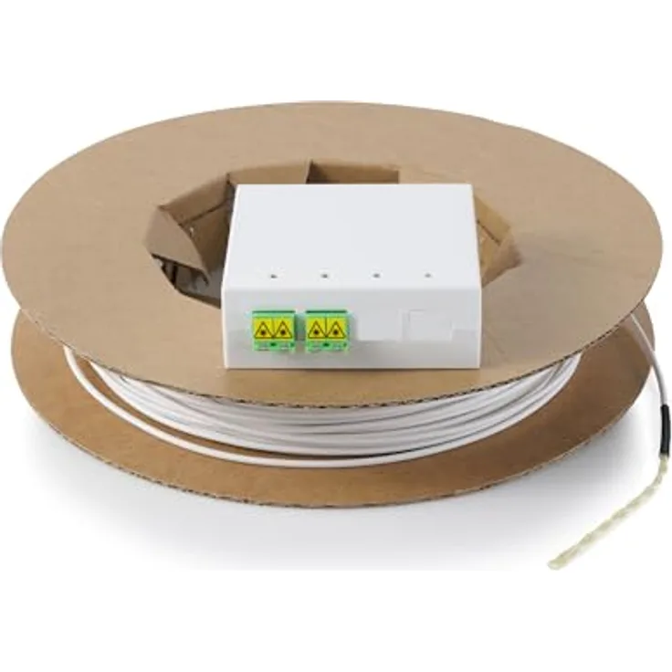 Digitus Fttx Installationskit, Vorkonfektioniert, 4-Faser mit LC/APC Stecker, 50 m, Weiß, ABS Material