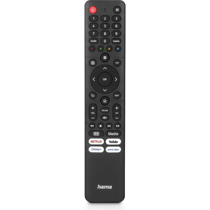 Hama 221067 Fernbedienung für Hisens Smart-TVs, IR Wireless mit Drucktasten, Schwarz – Bild 1