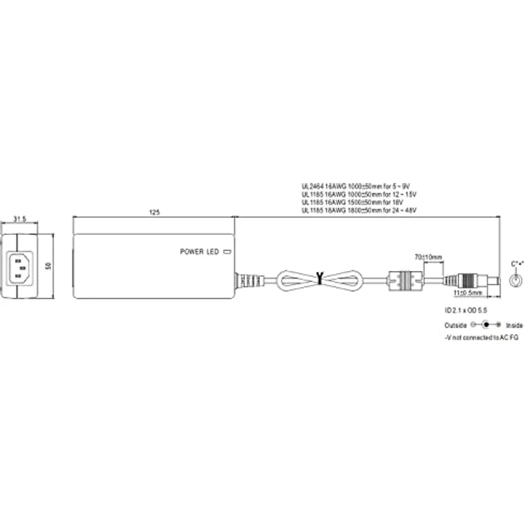 Unbekannt Mean Well GST60A24-P1J Tischnetzteil, Festspannung 24 V/DC 2.5A 60W – Bild 2