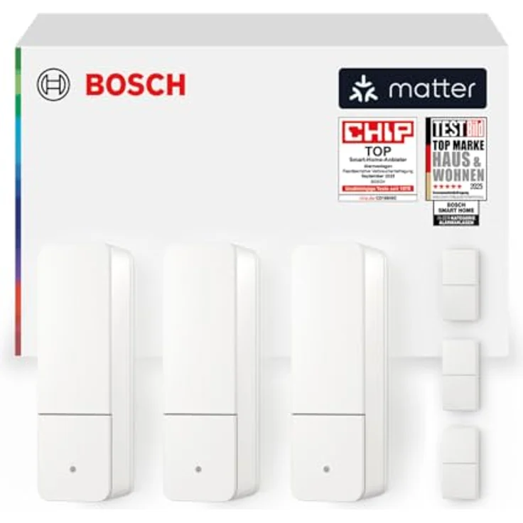 BOSCH Smart Home Tür-/Fensterkontakt II +M, 3er Set mit Erschütterungserkennung und App-Überblick, Weiß – Bild 2
