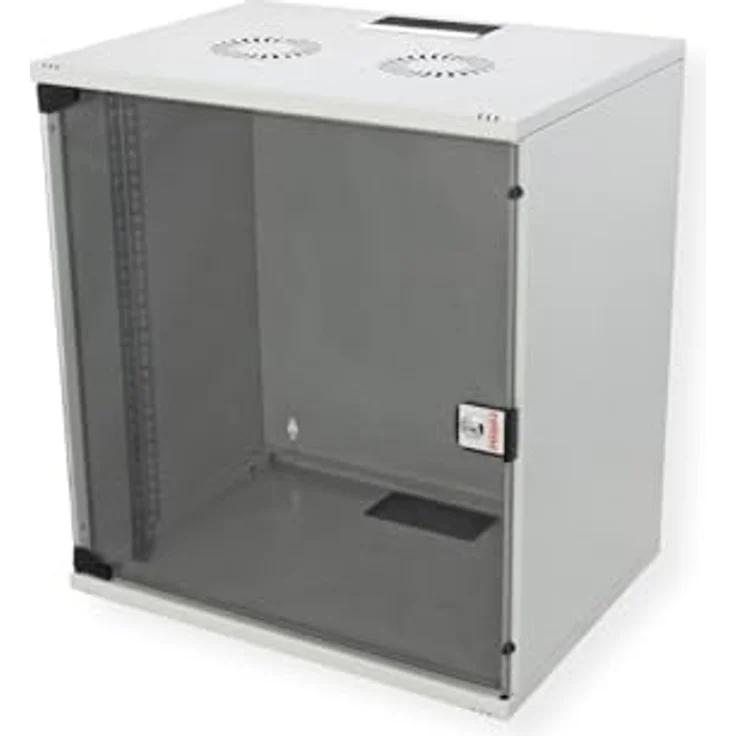 ROLINE 19-Zoll Wandgehäuse Basic 12 HE, 540x400 BxT Bausatz grau, mit Vollglastür und verstellbaren Profilschienen – Bild 4