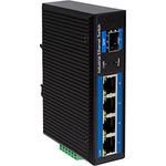 LogiLink Industrie Gigabit Ethernet Switch, 4-Port 1000 Mbit/s + 1-Port SFP (für Glasfaser Backbone)