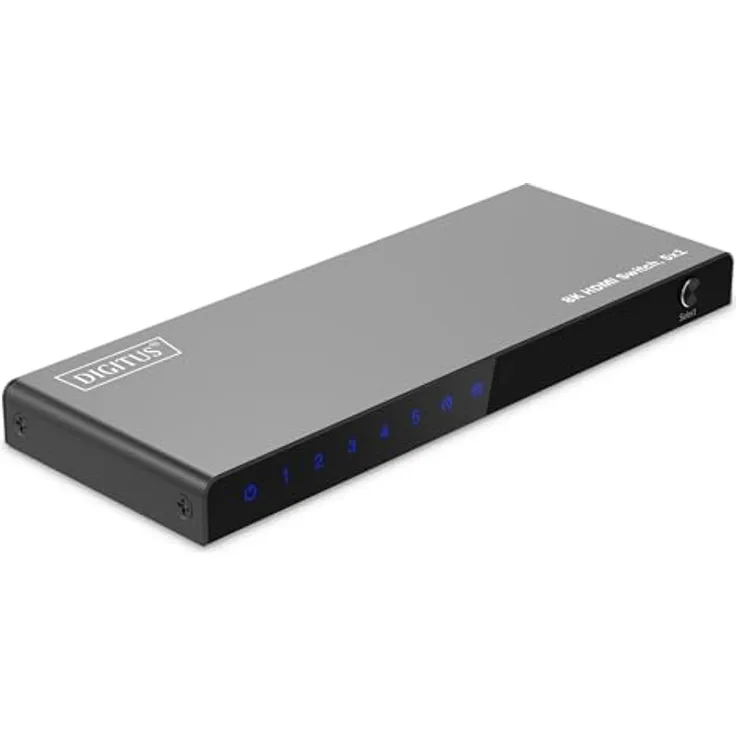 DIGITUS DS-55334 HDMI Switch 5x1 – UHD 8K/60 Hz – HDCP 2.3 & HDMI 2.1 – HDR, CEC - Für TV, Monitor, PS5, PS4, Xbox