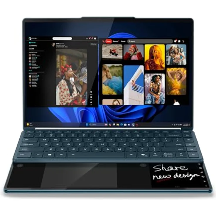 Lenovo Yoga Book 9i KI Laptop | 2x14 2.8K WQXGA OLED-Toch Display | Intel Core Ultra 7 | 32GB RAM | 1TB SSD | Intel Arc 140T Grafik | Windows 11 Home | QWERTZ | Tidal Teal | 3 Jahre Premium Care – Bild 1
