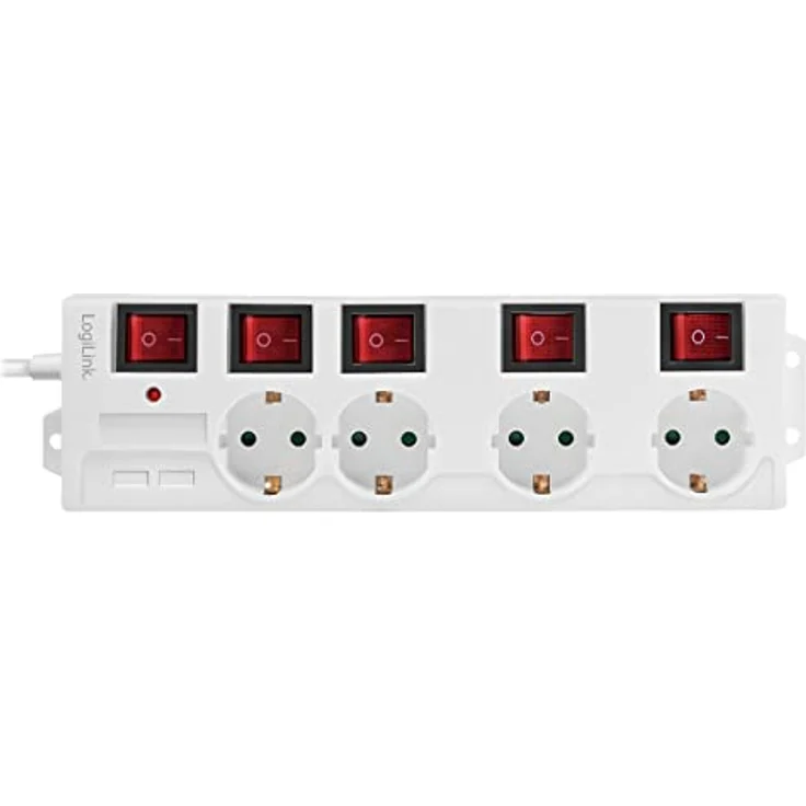 LogiLink Steckdosenleiste 4-fach,4xCEE 7/3,m. 5Schalter,weiß – Bild 5