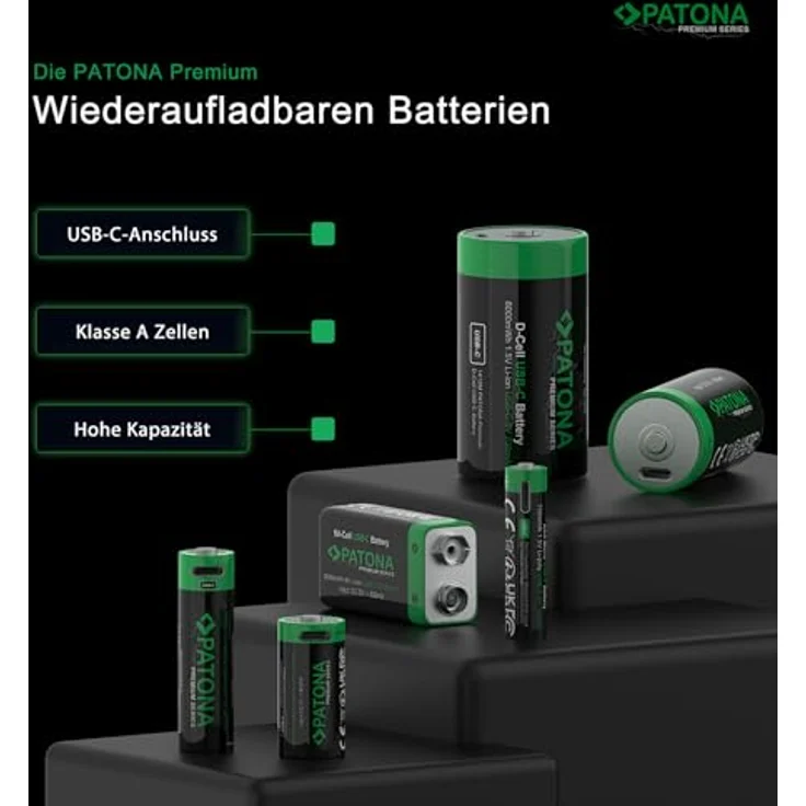 PATONA Mignon AA Akkus USB-C (4er Pack), 1,5V / 3000 mWh, 2000 mAh, Aufladbar über USB-C (350mA) - Praktisches Ladekabel mit 2 Anschlüssen – Bild 4