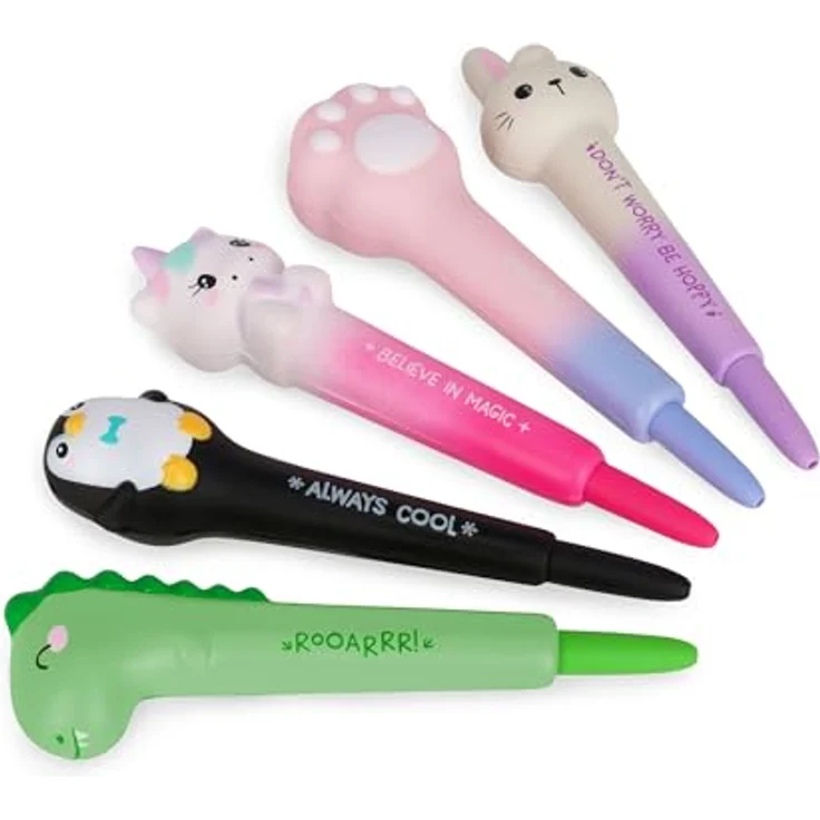 Legami Squishy Gel Pen Squeezies Kitty, Anti-Stress-Gelstift mit 1 mm feiner blauer Tinte, niedliches Katzen-Design – Bild 5