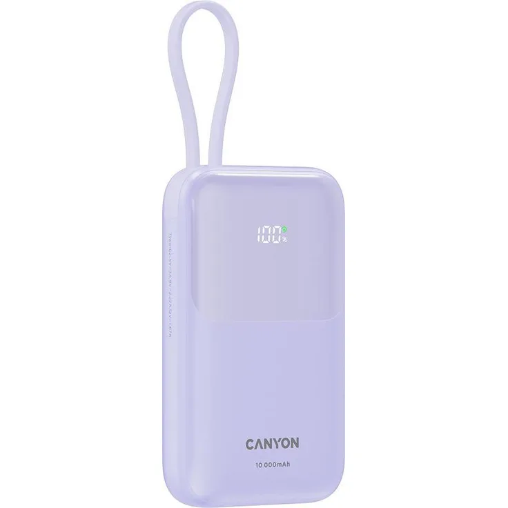 CANYON OnPower 101 Powerbank, 10000 mAh mit PD 22,5 W, inkl. Kabel, lila