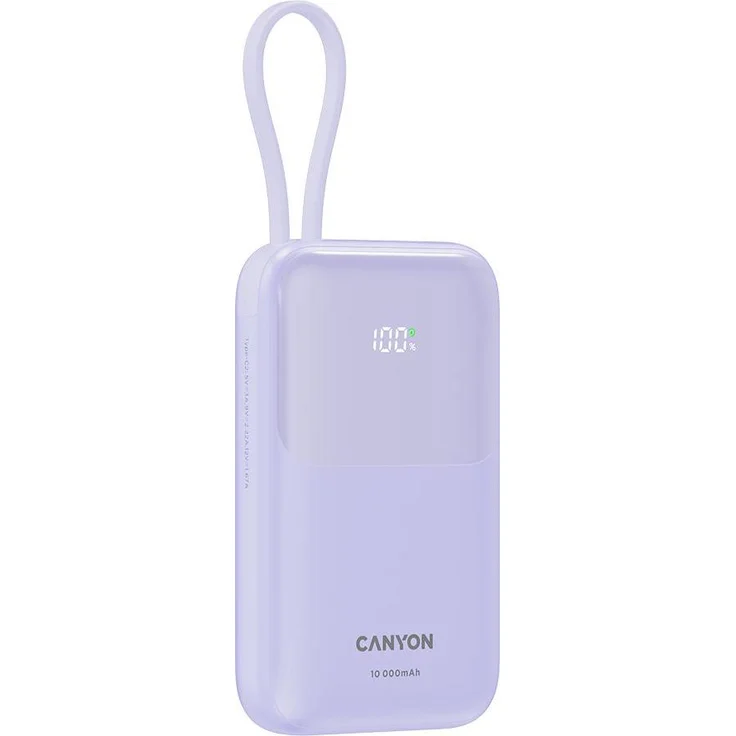 CANYON OnPower 101 Powerbank, 10000 mAh mit PD 22,5 W, inkl. Kabel, lila