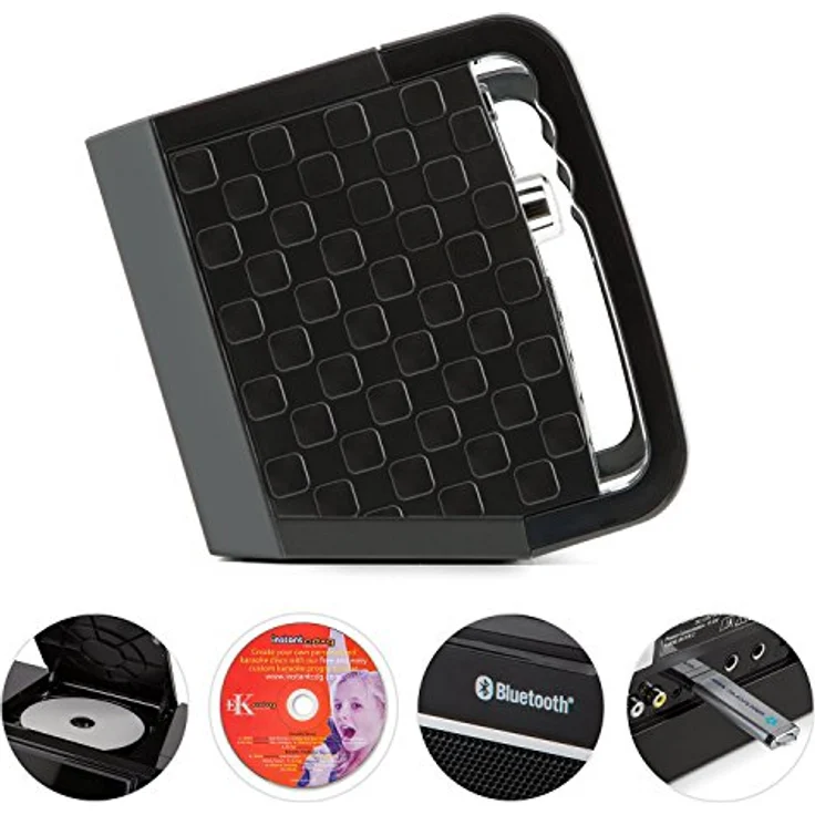 DiscoFever LED Bluetooth-Karaokeanlage LED 7'' TFT-Screen CD USB schwarz Schwarz – Bild 5