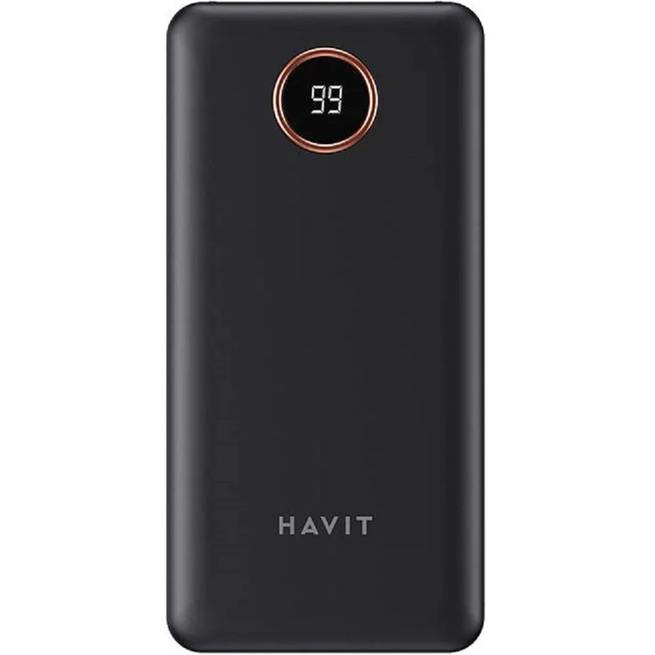 Havit PB74 Powerbank Externer Akku 10000mAh + USB-C, iOS, Micro USB Kabel mit Doppeltaschenlampe Schwarz