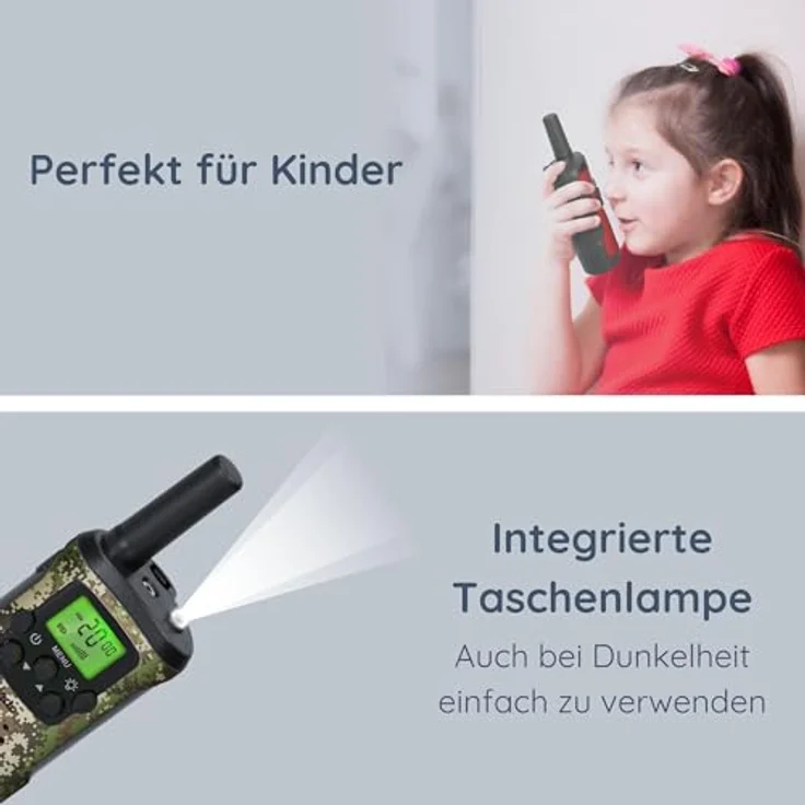 Alecto FR115CAMO, Set mit 2 Walkie Talkies für Kinder, Reichweite bis zu 7 km, Camouflage – Bild 3