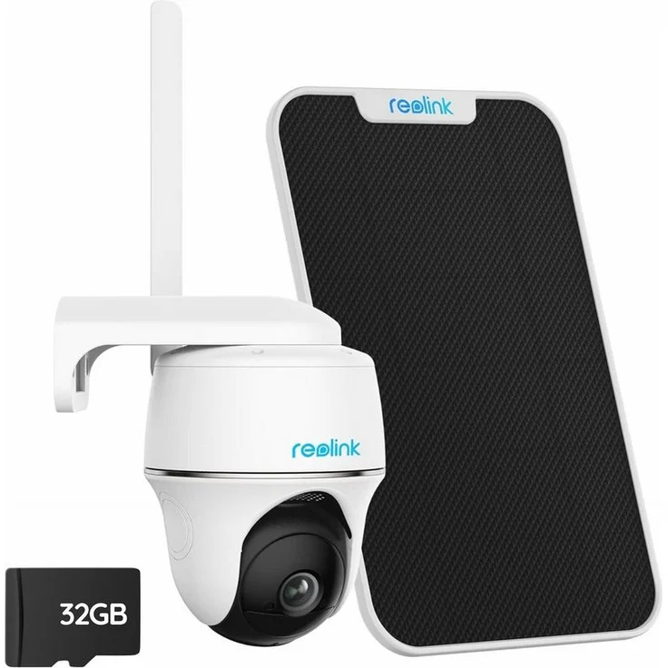 Reolink Go PT Plus+Solarpanel 4MP 3G/4G LTE 355°/140° Schwenkbare PTZ Akku Überwachungskamera (Außenbereich, Wald, Farm, Campingbus, Straße, 1-tlg., mit 32GB SD-Karte, mit SIM-Kartenslot+32GB SD Karte,Intelligenter Erkennung,IR-Nachtsicht)