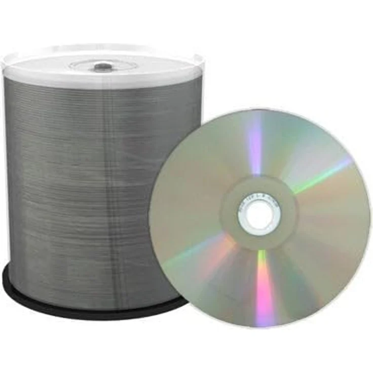 MediaRange Professional Line CD-R 700MB, vollflächig bedruckbar (Thermo-Retransfer), Silber, 52-fache Schreibgeschwindigkeit, 100er Cakebox – Bild 1