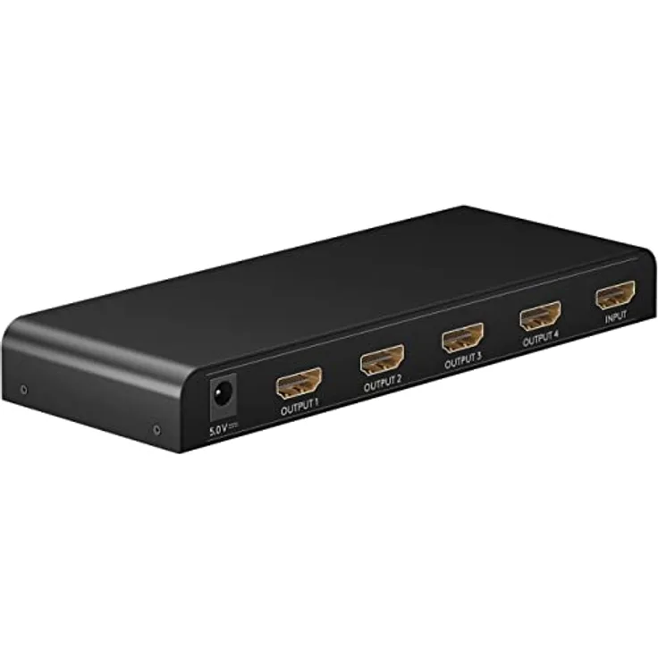 goobay 58482 HDMI Splitter 1 in 4 Out / 4K bei 30Hz (2160p) HDMI Verteiler/HDMI 1.4 Switch für Vier Monitore mit 60Hz bei 1080p