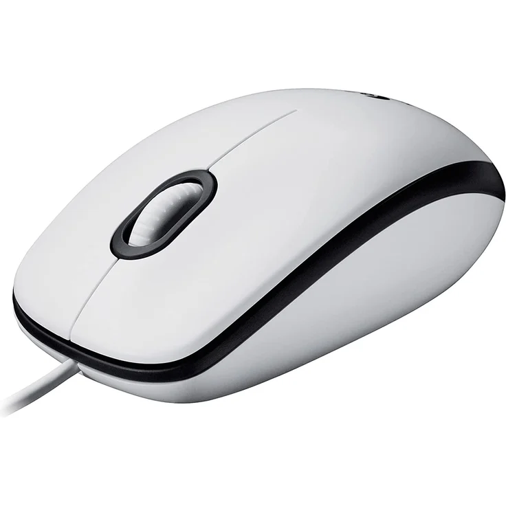 Logitech M100 Maus mit Kabel, 1000 DPI Optischer Sensor, USB-Anschluss, 3 Tasten, Für Links- und Rechtshänder, PC-Mac - weiß, Englische Verpackung – Bild 2