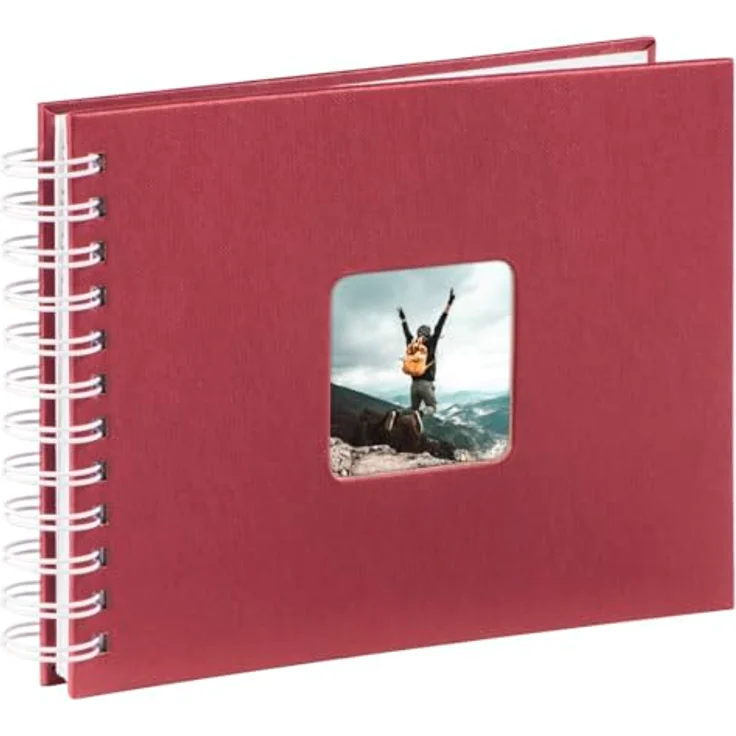 Hama Fotoalbum, 24 x 17 cm, 50 weiße Seiten, 25 Blatt, mit Ausschnitt für Bildeinschub, Fotobuch bordeaux – Bild 4