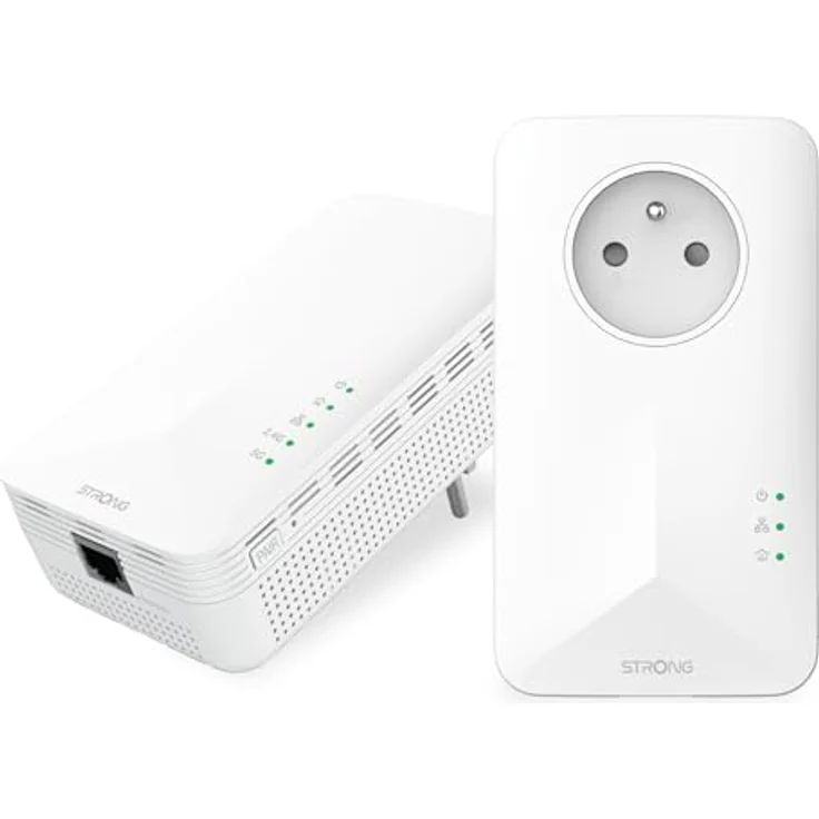 STRONG PL1000PWF Powerline Adapter Kit AV1000 Plus AC1200, 1000 Mbit/s LAN & 1200 Mbit/s WLAN, 2 Gigabit Ports, Plug & Play, für Kamera, IPTV, Xbox