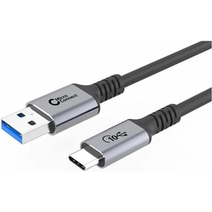 MicroConnect USB-C Kabel, USB-C auf USB, 25 cm, USB 3.2 Gen 2, 10 Gbps, Schwarz