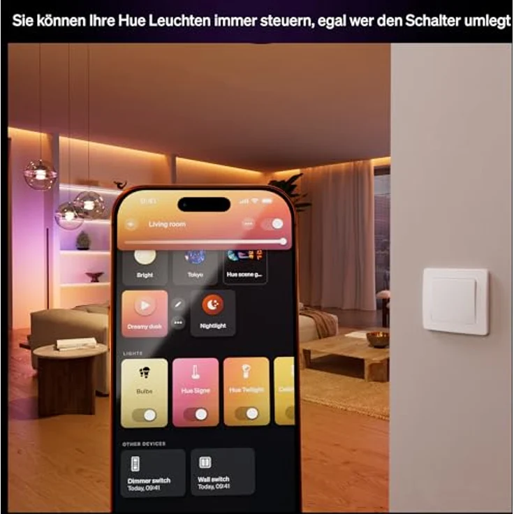 PHILIPS Hue Wandschaltermodul, Smart Schalter für Lampen mit App- & Sprachsteuerung, Netzbetrieb, Weiß – Bild 3