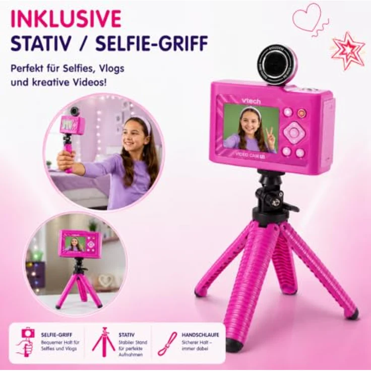 VTech KidiZoom Video Cam FX, HD Foto- und Videokamera mit Greenscreen und Selfie-Funktion, pink, 256 MB internem Speicher – Bild 6