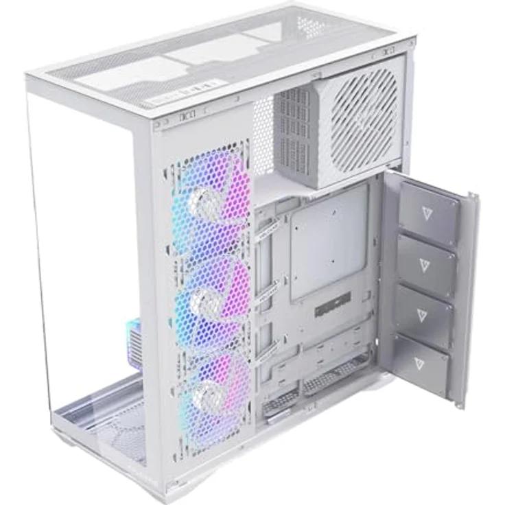 Modecom Volcano Space XL ARGB Full Tower 5F, weißes Gaming PC Gehäuse mit 5 ARGB Lüftern, gehärtetem Glas und Wasserkühlungssupport – Bild 10