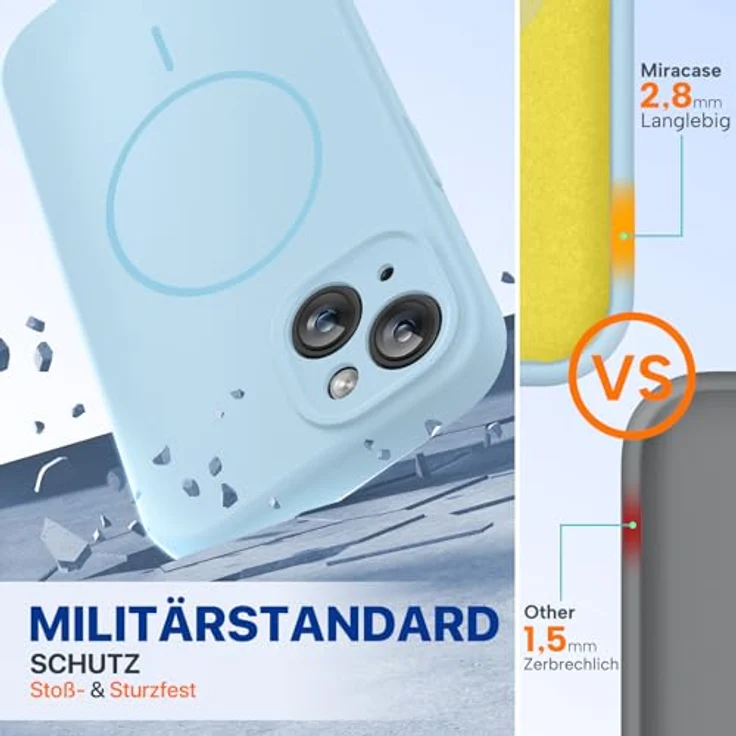 miracase iPhone 15 Hülle mit MagSafe, Flüssigsilikon, kratzfestes Mikrofaser-Innenfutter, stoßfest, Nelken Lila – Bild 2
