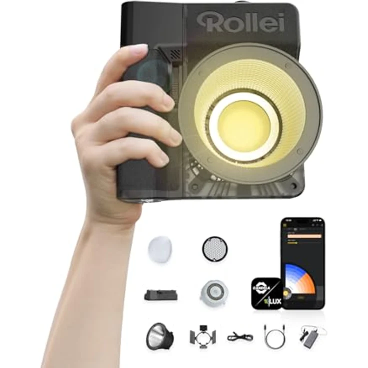 Rollei LUX 100 Bi-Color Kit, Professionelles LED-Dauerlicht mit 71 Wh Batteriegriff, Verstellbare Farbtemperatur 2700~6500K, Boost Reflektor, App-Steuerung, Geräuschlos, Ultraleicht & Kompakt – Bild 1