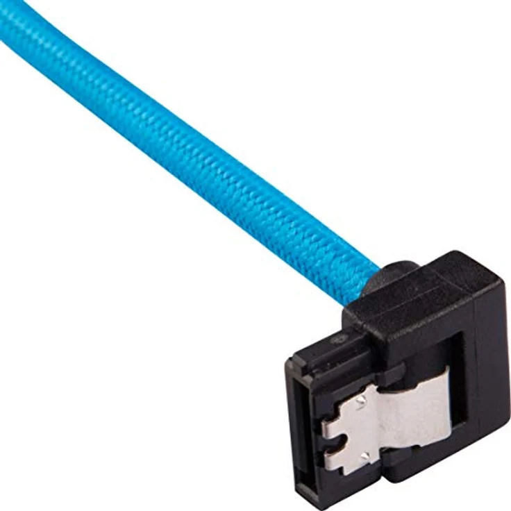 CORSAIR Premium Sleeved - SATA-Kabel - Serial ATA 150/300/600 - SATA (M) straight, latched bis SATA (M) rechtwinklig - 30cm - Blau (Packung mit 2) (CC-8900281) – Bild 2