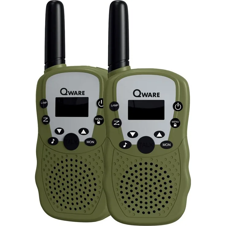 Qware Walkie-Talkie Set, 3 km Reichweite, 10 Kanäle, integrierte Taschenlampe, grün