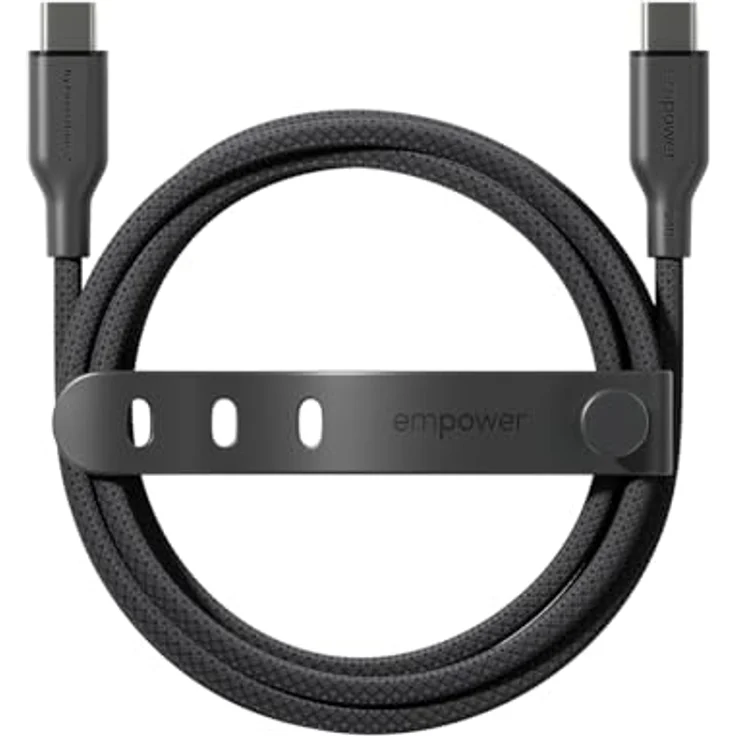 PanzerGlass Racing USB-C to USB-C Kabel, 1,20 m, USB 2.0, 240 W, schwarz, robust und flexibel mit Klettlasche – Bild 1